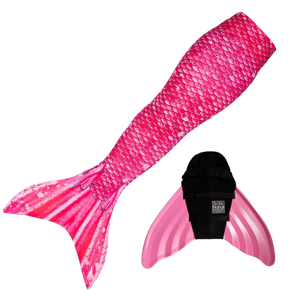 Mermaid Tail and Monofin for Swimming with MER-Shield Tip Protection, Adult Sizes (Bahama Pink - Pink Monofin, Adult L (JL 12-16))