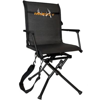Muddy Swivel Ground Seat with Adjustable Legs - Durable Foldable Portable Hunting Outdoor 360 Degree Flex-Tek Seat with Integrated Armrests & Removable Carry Strap, 300 Lbs. Maximum Capacity