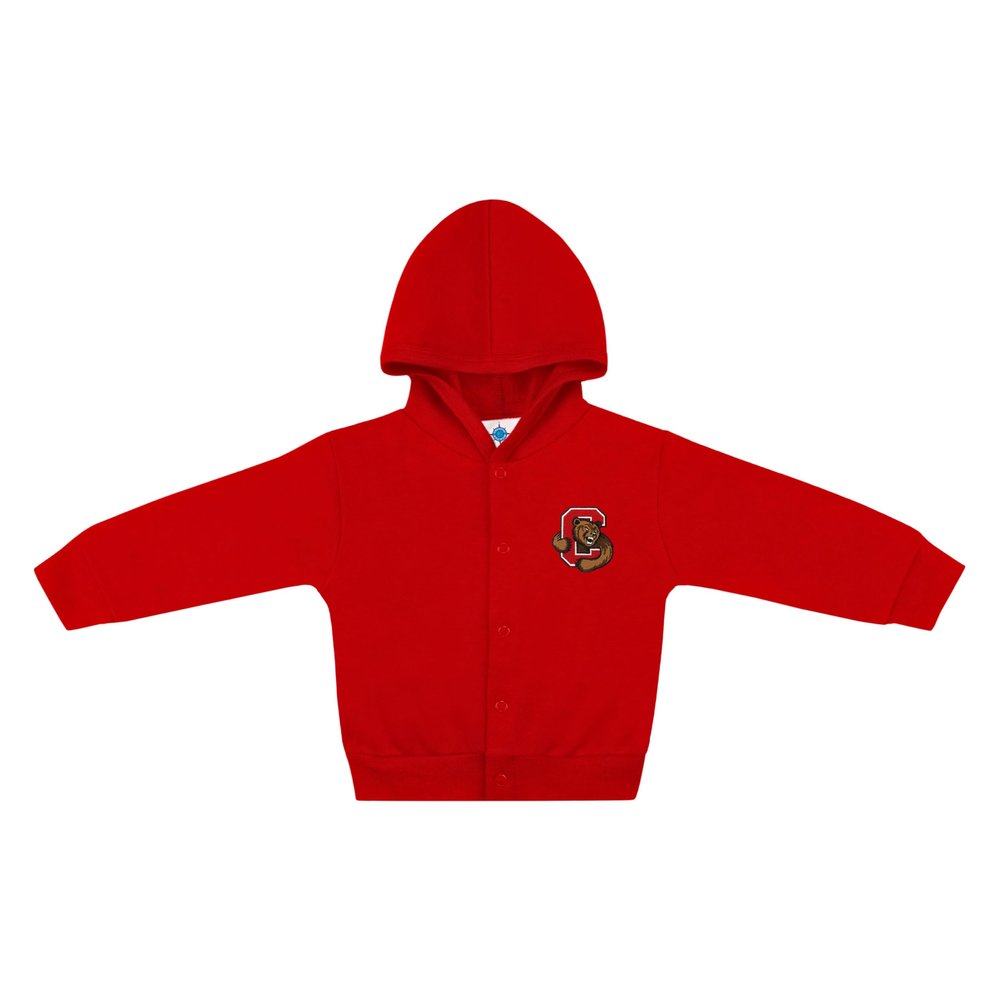 Creative Knitwear College Baby NCAA Officially Licensed Snap Hooded Jacket - Cornell Big Red Bear Logo - Red - 3T