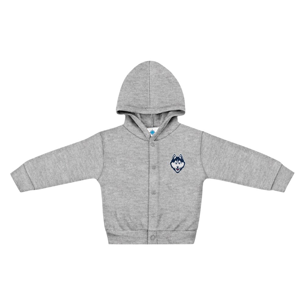 Creative Knitwear College Baby NCAA Officially Licensed Snap Hooded Jacket - Connecticut Huskies Logo - Oxford - 2T
