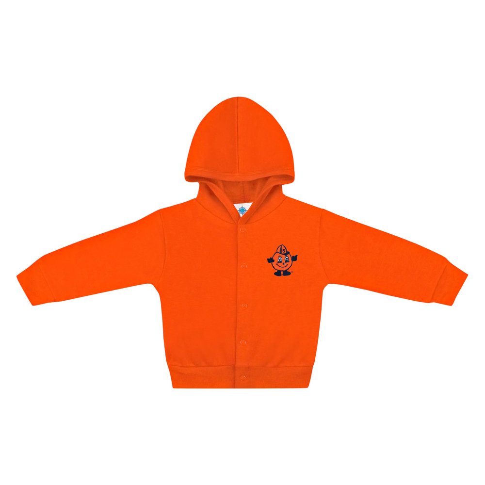 Creative Knitwear College Baby NCAA Officially Licensed Snap Hooded Jacket - Syracuse Orange Otto Mascot Logo - Orange - 4T