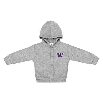 Creative Knitwear College Baby NCAA Officially Licensed Snap Hooded Jacket - Washington Huskies Logo - Oxford - 3T