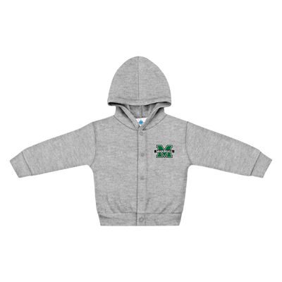 Creative Knitwear College Baby NCAA Officially Licensed Snap Hooded Jacket - Marshall Thundering Herd Logo - Oxford - 2T
