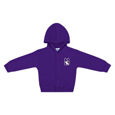 Creative Knitwear College Baby NCAA Officially Licensed Snap Hooded Jacket - Northwestern Wildcats Logo - Purple - 3T