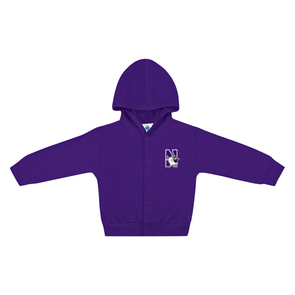 Creative Knitwear College Baby NCAA Officially Licensed Snap Hooded Jacket - Northwestern Wildcats Logo - Purple - 3T