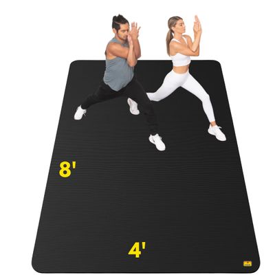 POGAMAT Premium Large Exercise Mat - 8 ft X 4 ft X 1/4" Thick Durable Workout Mat For Home Gym Flooring - Works Great For All Cardio, Yoga Mat, Exercise Bike Mat - Use With Or Without Shoes