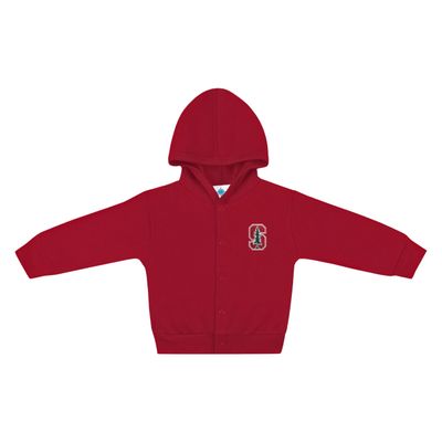 Creative Knitwear College Baby NCAA Officially Licensed Snap Hooded Jacket - Stanford Cardinal Logo - Crimson - 3T