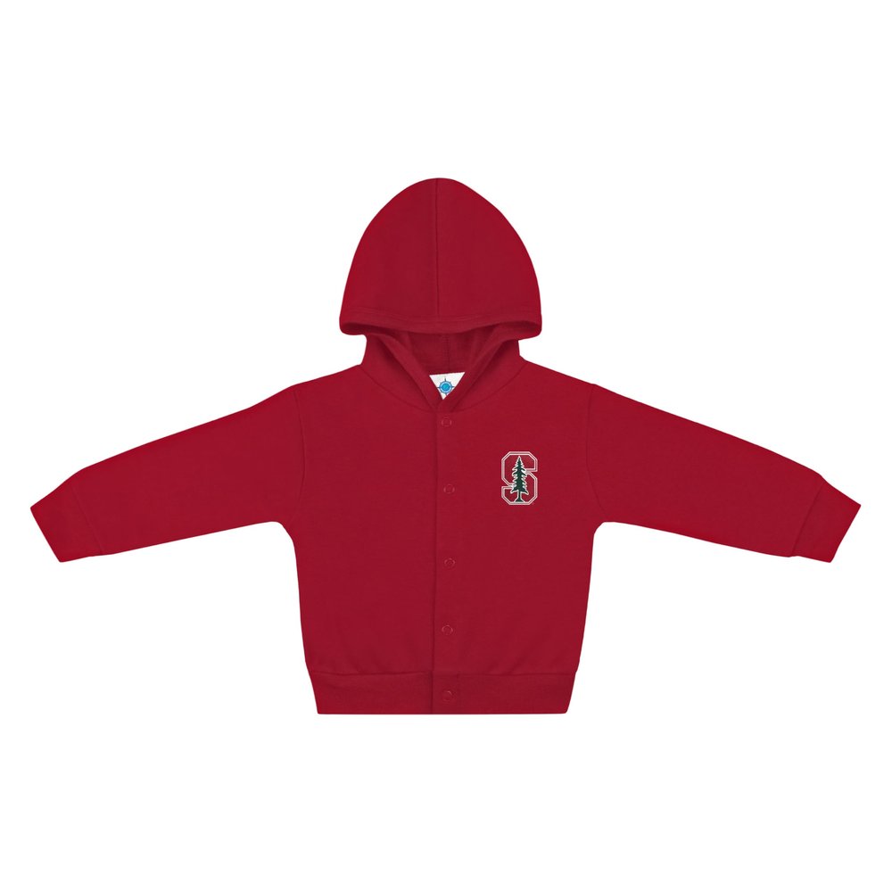 Creative Knitwear College Baby NCAA Officially Licensed Snap Hooded Jacket - Stanford Cardinal Logo - Crimson - 3T