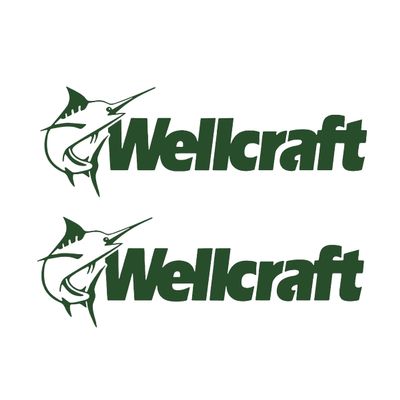 Imagnt Studio Set of 2 Boat Hull Vinyl Decals Graphics for Wellcraft Boat Restoration Stickers (Select Color, Size 34 x 11 inches) (Dark Green)
