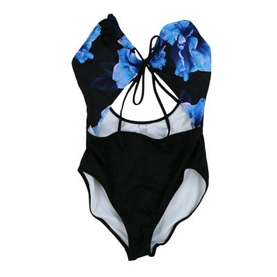 Victoria's Secret Pink Swim One Piece Monokini Bathing Suit (M, Blue Black)