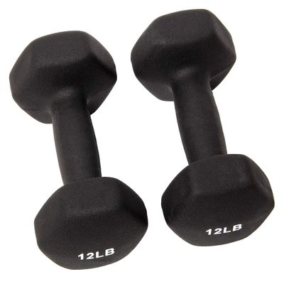 Fitvids BalanceFrom Set of 2 Neoprene Coated Non-Slip Grip Dumbbell Weights, Black