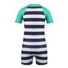 Oyolan Infant Baby Boys Girls 1PCS Rash Guard Short Sleeves Zippered Striped Swimsuit Green&Navy Blue 12-18 Months view 2