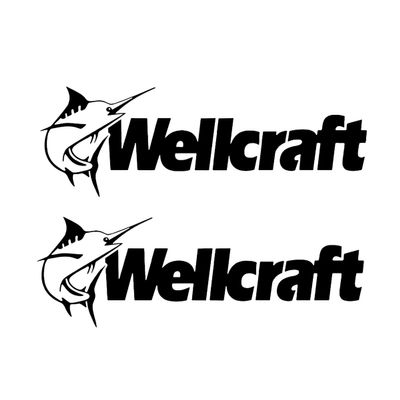 Imagnt Studio Set of 2 Boat Hull Vinyl Decals Graphics for Wellcraft Boat Restoration Stickers. Size 34 x 11 inches. Black Color