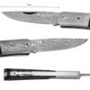 YOUSUNLONG Folding Pocket Knife 175mm - Damascus Steel Blade - Tactical Knife Good For Camping Hunting Survival - Include Leather Sheath And Wooden Knife Box - Buffalo Horn Handle view 3
