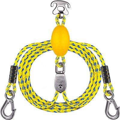 SELEWARE 8ft Heavy Duty Boat Tow Harness, 3 Permanent Antirust Stainless Steel Connector and Pulley for Tubing, Skiing, Wake Boarding with Waverunner, Seadoo, Jet ski