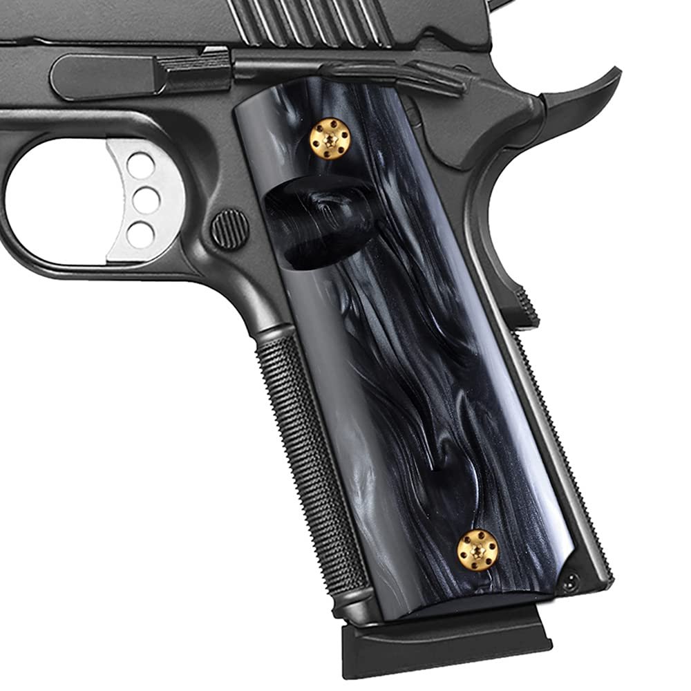 Cool Hand 1911 High Polished Synthetic Pearl Grips, Full Size (Government/Commander), Screws Included, Ambi Safety Cut, H1-S-BP