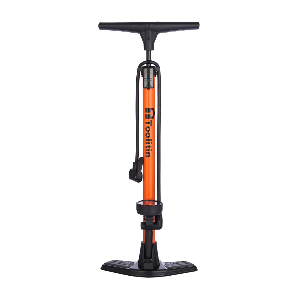 TOOLITIN Floor Bicycle Pump with Gauge,160 Psi High Pressure,Bike Pump Compatible with Presta and Schrader Valve,Bike Tire Pump for Road Bike,MTB,Hybrid,Balls
