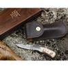 YOUSUNLONG Folding Pocket Knife -Damascus Steel Blade Overall 140mm - Survival Knife With Leather Sheath And Wooden Knife Box -Antelope Horn Handle view 4