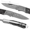 YOUSUNLONG Folding Knife - Overall 140mm - Japanese Damascus Steel Blade - Natural Buffalo Horn Handle with Leather Sheath and Natural Walnut Wooden Knife Box view 3