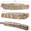 YOUSUNLONG Folding Knife - Pocket Knife Overall 175mm - Japanese Damascus Steel Blade - Natural Antelope Horn Handle with Leather Sheath and Natural Walnut Wooden Knife Box for Camping Hiking Fishing view 2