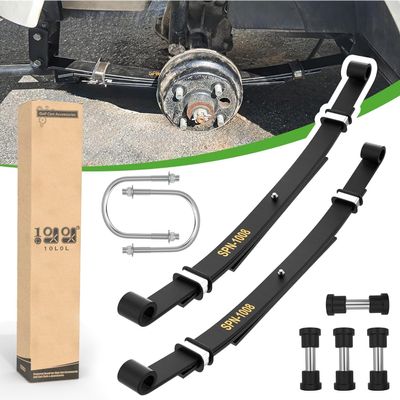 10L0L Golf Cart Rear Leaf Spring for Club Car DS 1981-Up, 3-Leaf Heavy Duty Suspension Kit | Replaces OEM #102006501 1014675 1011149 1012618| Durable Steel Construction - Set of 2
