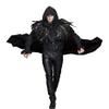 SmilePunk Gothic Punk Dark Retro Short Feather Cloak Customized Fit for Show Stage Cosplay Black view 3