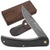 YOUSUNLONG Folding Pocket Knife 190mm - Everyday Carry Knife - One-hand Knife With Leather Sheath And Wooden Knife Box - Buffalo Horn Handle view 1