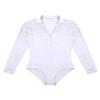 Hularka Men's Adult Long Sleeve Latin Dance Shirt Leotard Romper Jumpsuit Modern Ballroom Costumes White X-Large view 4