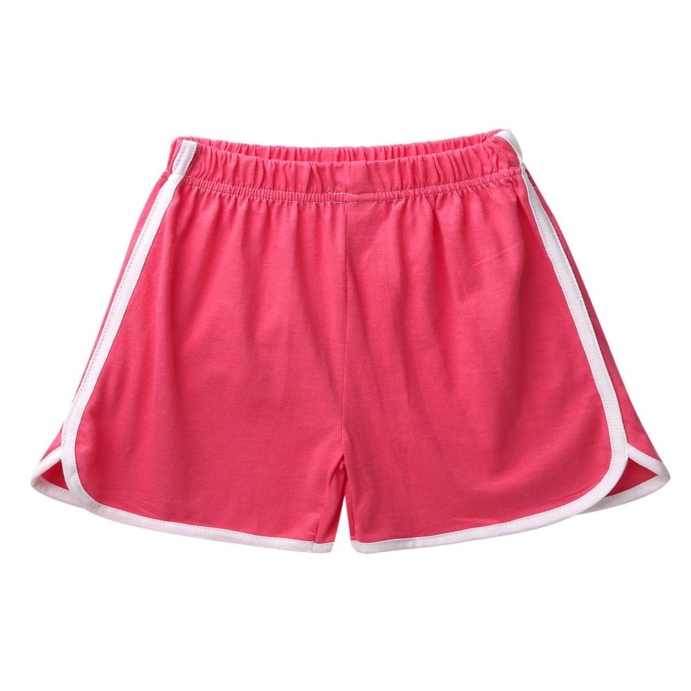 Agoky Kids Girls Soft Cotton Elastic Activewear Shorts for Running Fitness Gym Workout Yoga Sports Performance Watermelon Red 2-3