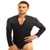 Hularka Men's Adult Long Sleeve Latin Dance Shirt Leotard Romper Jumpsuit Modern Ballroom Costumes Black Large view 1
