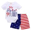 FYMNSI My First 4th of July Baby Boys Outfit American Flag Romper Stars Stripes Shorts Independence Day Patriotic Clothes Set White - (My First 4th of July) 0-3 Months view 1