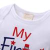 FYMNSI My First 4th of July Baby Boys Outfit American Flag Romper Stars Stripes Shorts Independence Day Patriotic Clothes Set White - (My First 4th of July) 0-3 Months view 4