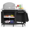 Giantex Outdoor Camping Kitchen Table, Portable Camping Grill Table with Windscreen and Remove Sink, Outdoor Camping Cook Station for BBQ Party Picnics Backyard Activities view 1