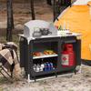 Giantex Outdoor Camping Kitchen Table, Portable Camping Grill Table with Windscreen and Remove Sink, Outdoor Camping Cook Station for BBQ Party Picnics Backyard Activities view 2