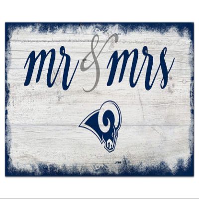 Fan Creations NFL St. Louis Rams Unisex Los Angeles Rams Script Mr & Mrs Sign, Team Color, 6 x 12
