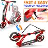 Hurtle Teenager Kick Scooter - 2 Wheel with Adjustable T-Bar Handlebar - Folding Adult with Alloy Anti-Slip Deck - 8" Smooth Gliding Wheels view 3