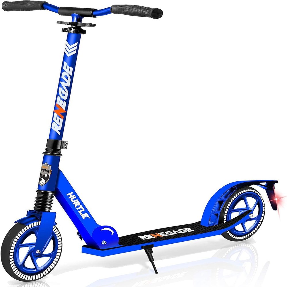 Lightweight and Foldable Kick Scooter - Adjustable Scooter for Teens and Adult, Alloy Deck with High Impact Wheels (Blue)