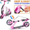 Hurtle Kick Scooter for Teenagers  2-Wheel Folding Scooter with Adjustable T-Bar Handlebar, Anti-Slip Alloy Deck & 8 Smooth-Gliding Wheels, Pink view 3