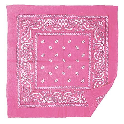 allgala 12 Pack 100% Cotton Premium Bandanas Head Band Wrap Scarf-Light Pink-HA55909