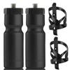 Bike Water Bottle Holder & Bottle Combo  2-Pack 22 oz Sports Squeeze Bottles with Pull Top Cap & Easy-Install Bike Cage  Made in USA  50 Strong Brand view 1