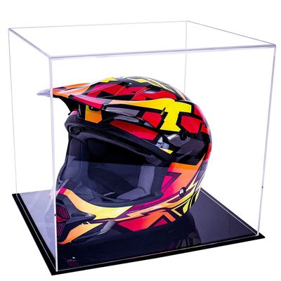 Better Display Cases Clear Acrylic Motorcycle Motocross or Racing Helmet Display Case with Black Base (A024/V61)
