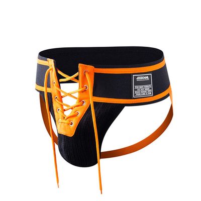 Men's Briefs Jock Strap Athletic Supporter Wide Belt Comfortable Men Sport Underwear Briefs for Gym Sport (XL, Orange)