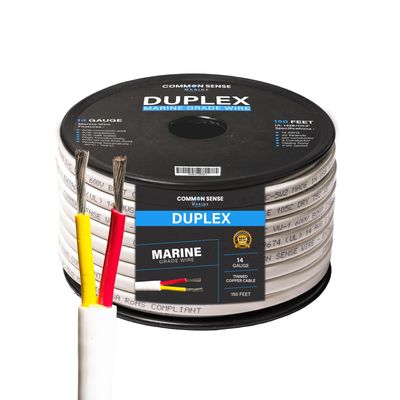 14 Gauge 2 Conductor Marine Wire - 150 ft Duplex Flat Marine Grade Wire Tinned Copper Oxygen-Free Insulated - 14/2 AWG UL 1426 Standard PVC Wire for Boat, Automotive, Speakers, Camper & Trailers