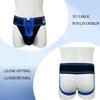 Men's Briefs Jock Strap Athletic Supporter Wide Belt Comfortable Men Sport Underwear Briefs for Gym Sport (M, Blue) view 3