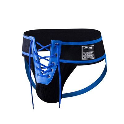 Men's Briefs Jock Strap Athletic Supporter Wide Belt Comfortable Men Sport Underwear Briefs for Gym Sport (XL, Blue)