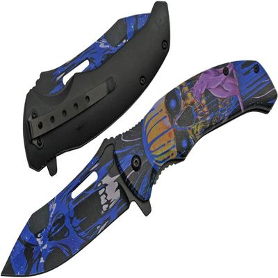 4.75" BLUE CAT SKULL LINER LOCK