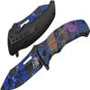 4.75" BLUE CAT SKULL LINER LOCK view 1