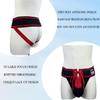 Men's Briefs Jock Strap Athletic Supporter Wide Belt Comfortable Men Sport Underwear Briefs for Gym Sport (L, Red) view 3