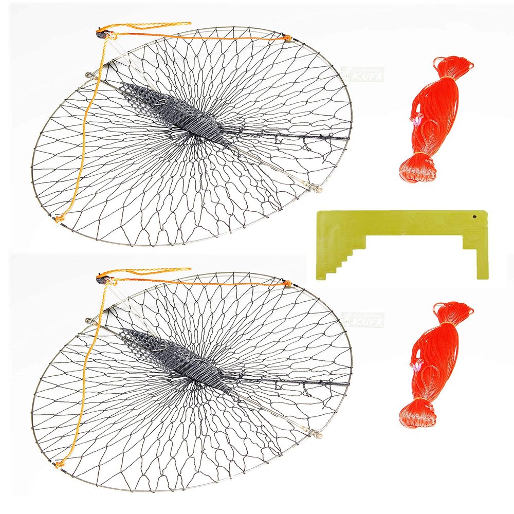 2-Piece of KUFA Stainless Steel Frame Casting Crab Trap & Crab Caliper Combo (CR55x2+CM1)