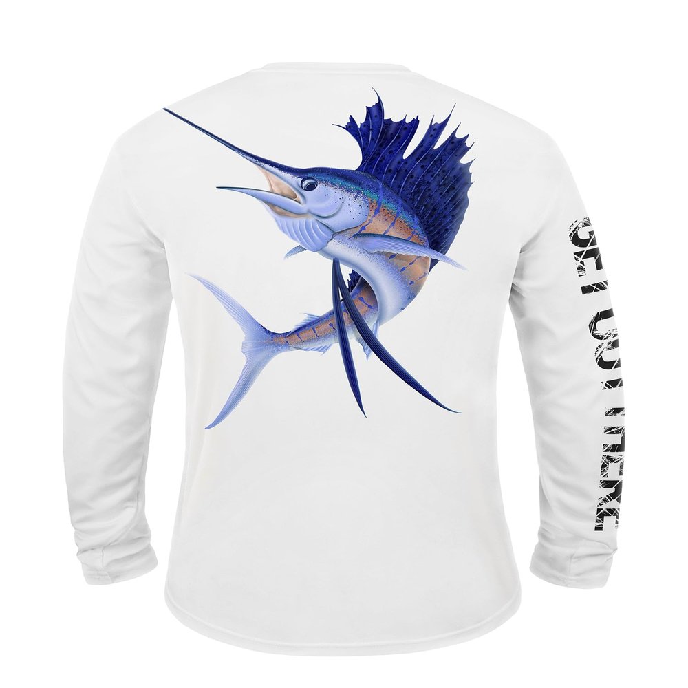 GOT Sports UPF 50+ Fishing T Shirts for Men Women Long Sleeve - UV Sun Protection, Lightweight (Sailfish 3X-Large)